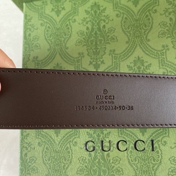 Gucci Brown Logo Pattern Belt Double G Metal Buckle - Picture 4 of 7